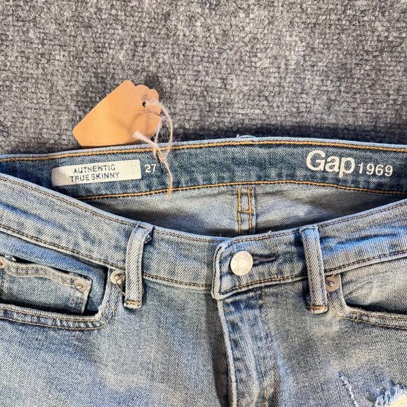 Gap 1969 Women’s 27 True Skinny Jeans Light Indigo Mid Rise Stretch Denim - Picture 3 of 9